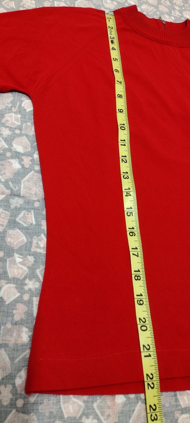 RED Top Mock Turtleneck S Short Sleeve Evening Wear Christmas 1960s Mod
