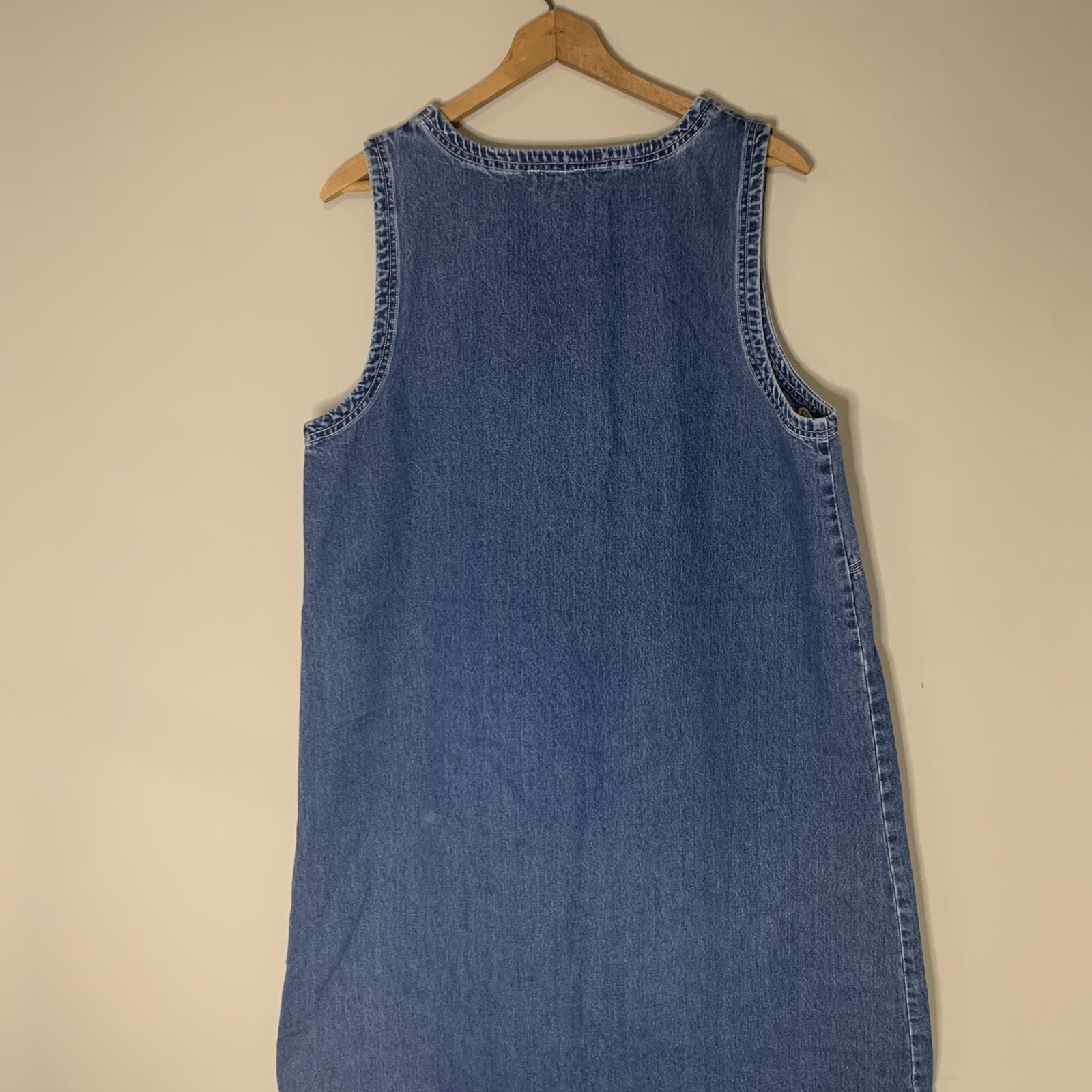 VTG Nautical Sailing Boat Midi Denim Jean Dress 90s Boxy Fit Womens Large