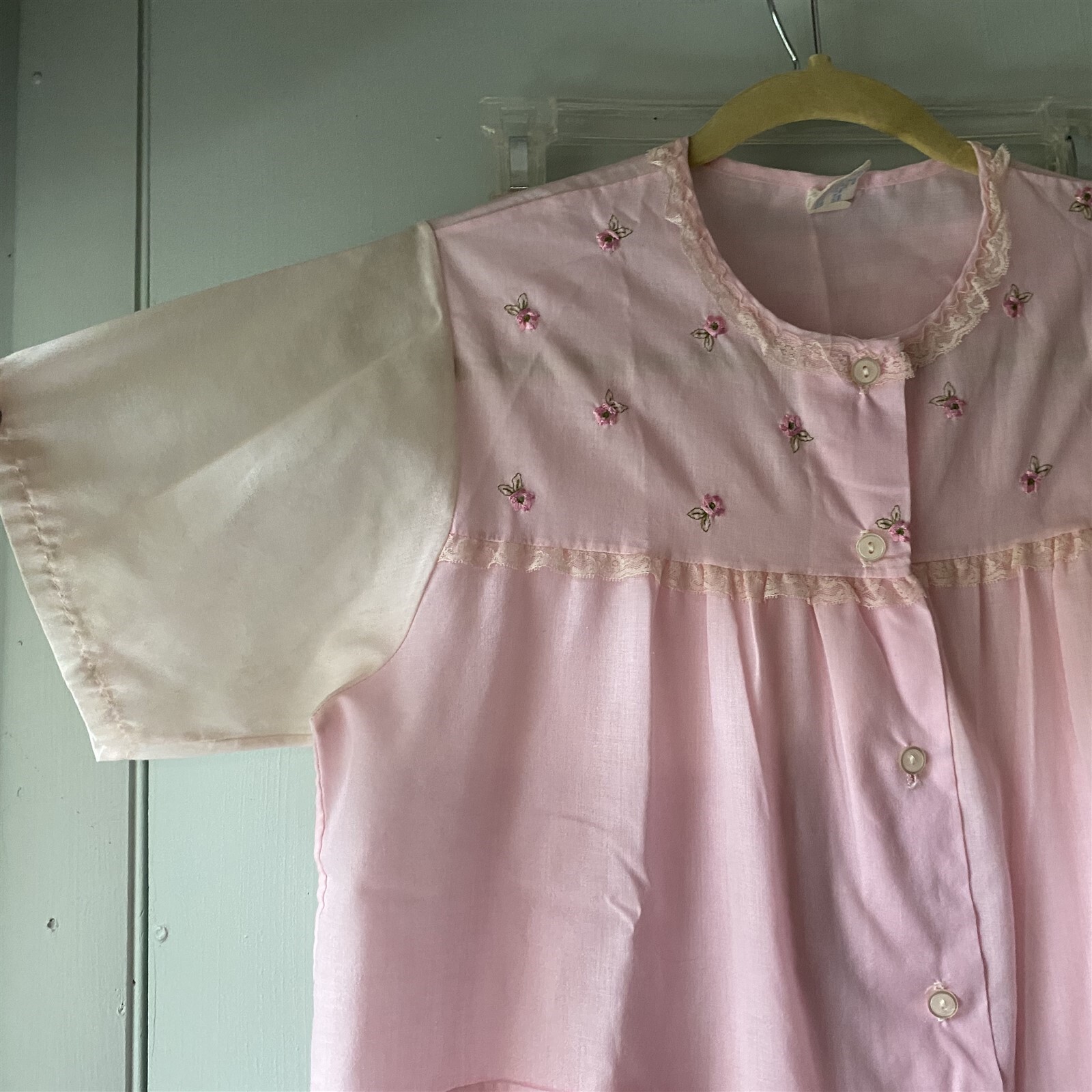 Vintage Katz Pajamas Womens Pink Cotton Blend PJ’s Ruffle 2 Piece