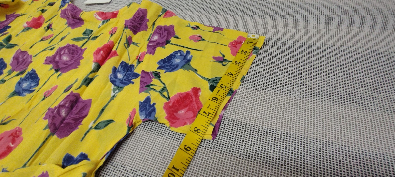 1990s Roses Long Dress Yellow Multicolor Print Purple Rose Country Chic Med New
