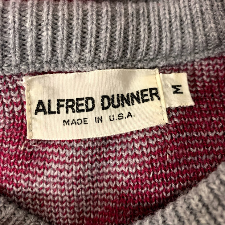 VTG Purple Gray Geometric Knit Sweater 80s Alfred Dunner USA Womens Size Medium