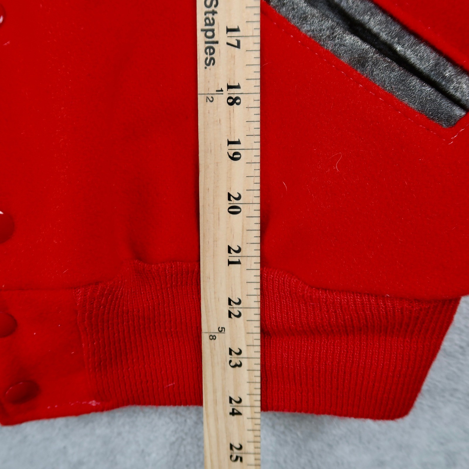 Vintage 90s Varsity Jacket Red Wool Trailers on Tape Hollywood USA Kim Small S