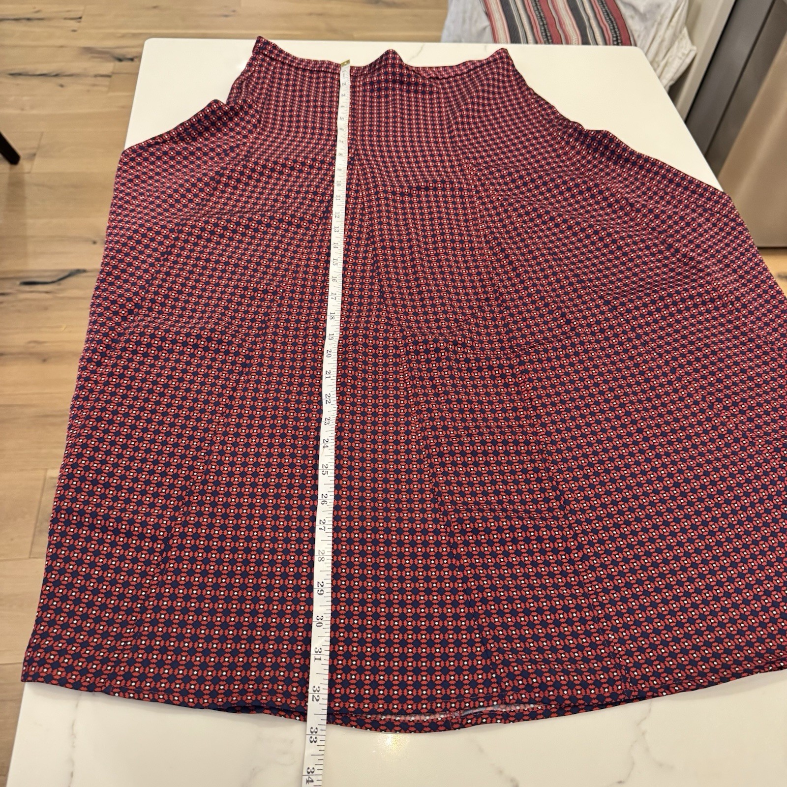 Banana Republic Retro Red/white & Blue Maxi Swing Skirt Size 8 Petite