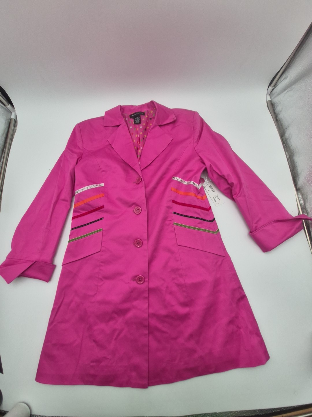 Vtg Good Clothes Women’s Jacket 1990’s Pink&Ribbon W/Polka Dot Lining Sz.8 Nwt