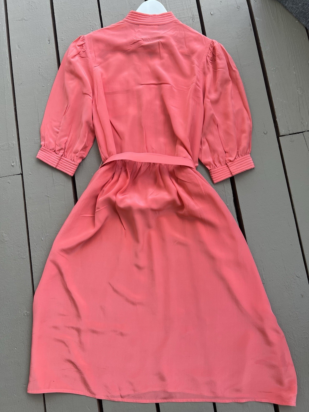 Vintage CASI Peach Orange Front Pockets Belted 100% Silk Women’s Dress Sz 10