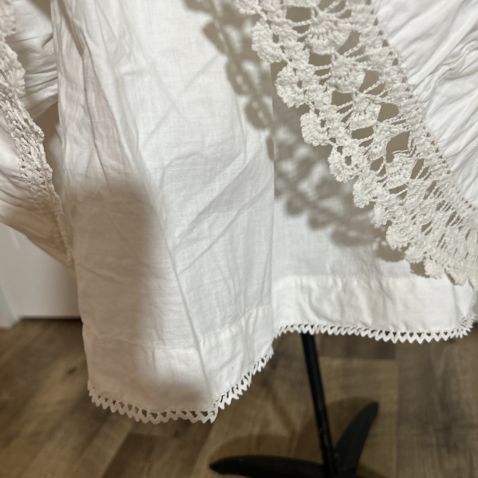 Antique Off White Cotton And Lace Heavyweight Petticoat Skirt