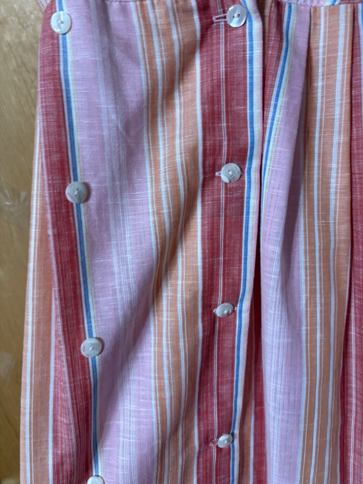VTG Gianfranco Firenze Women’s Sz S Collared 50s Style Striped Maxi Dress Pink