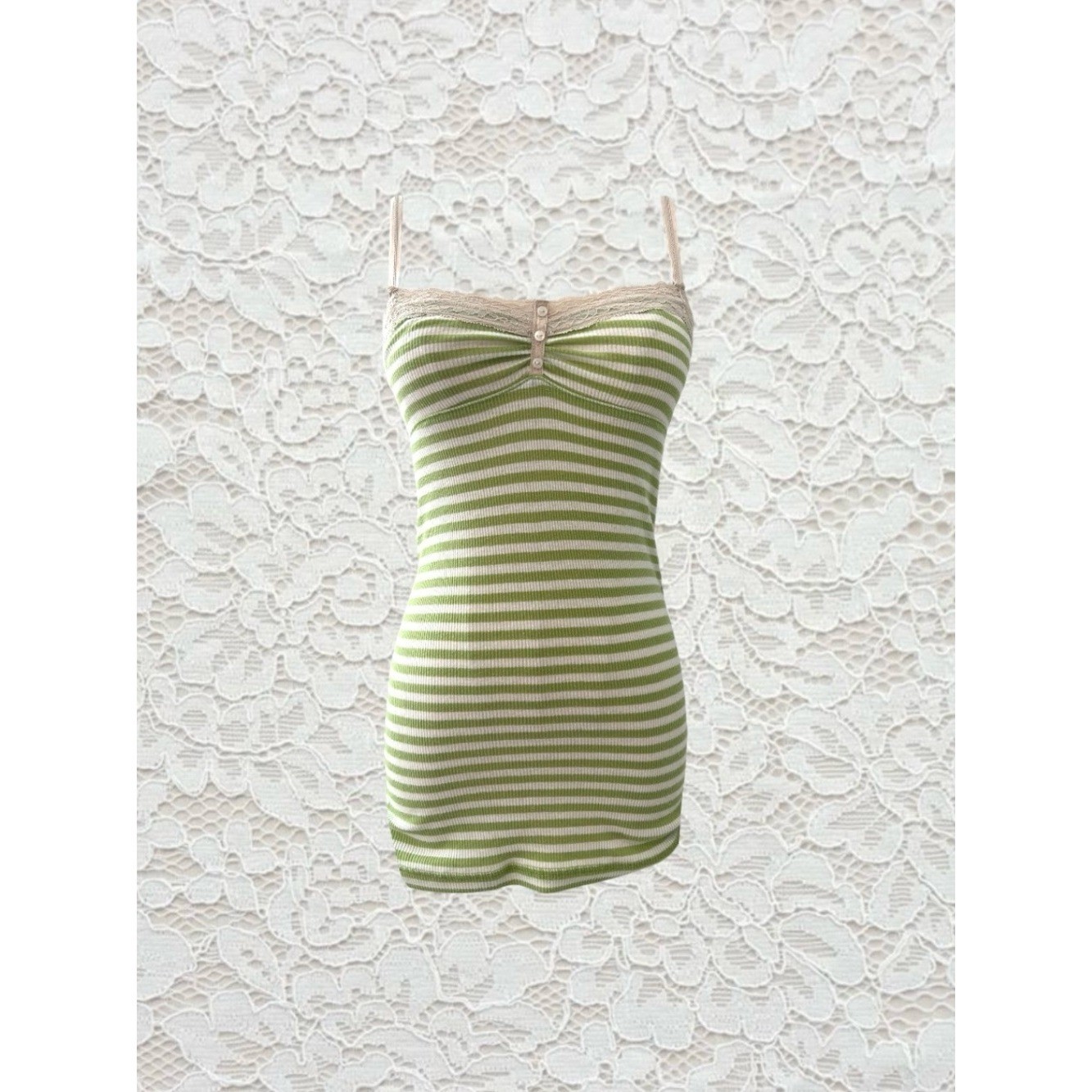 vintage grail abercrombie & fitch green and white striped tank top