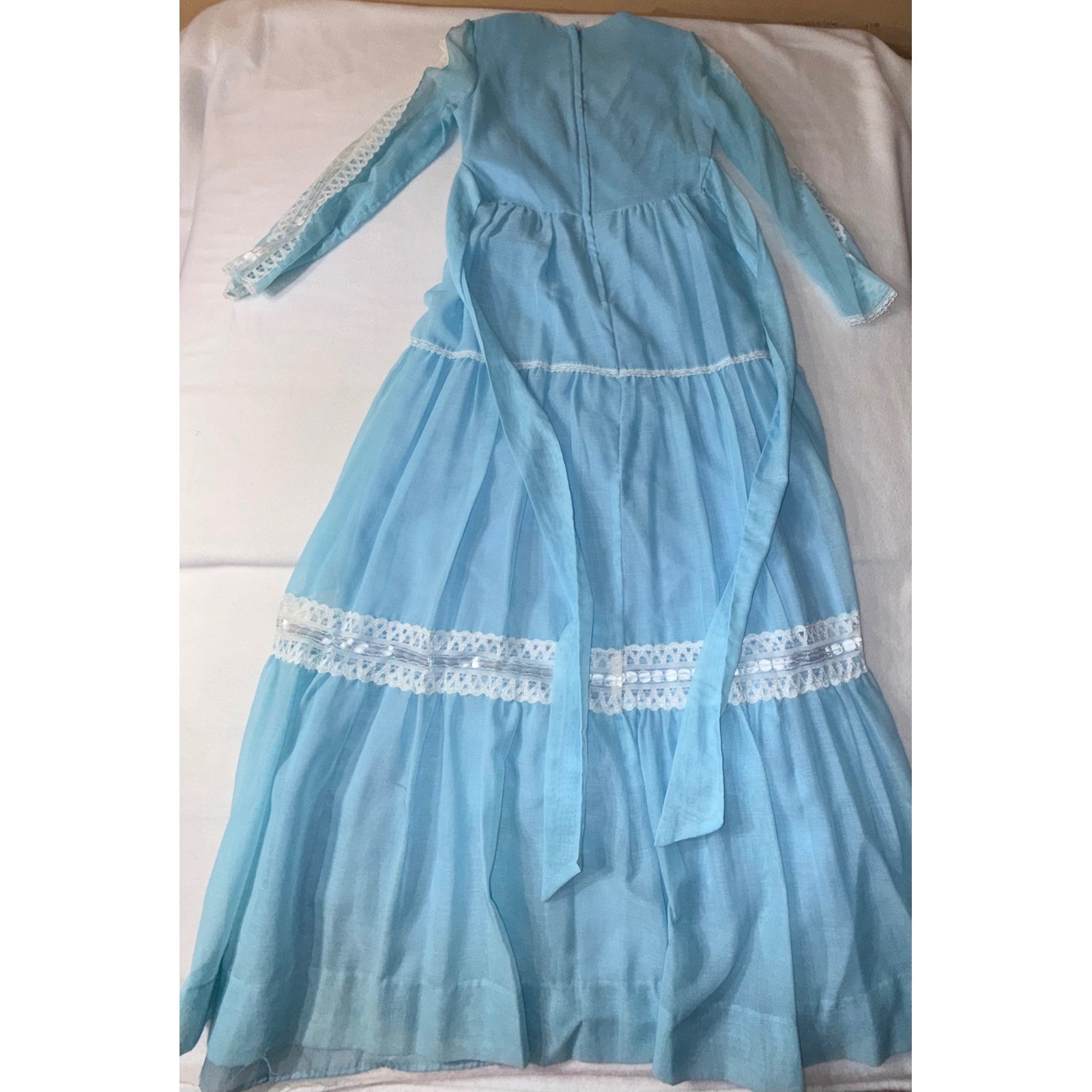 JCPenney Fashions Vintage Maxi Dress Women’s Size 9 Blue Lace Prairie Boho