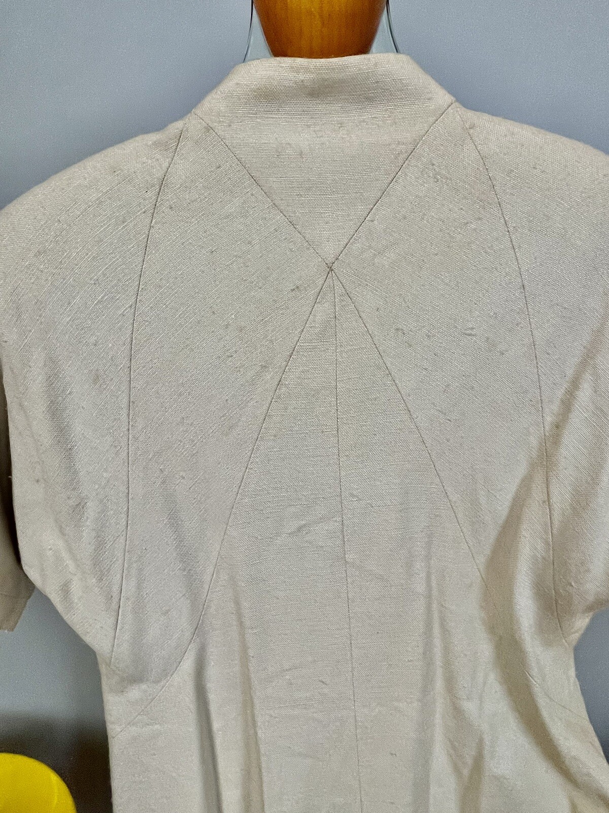 GEOFFREY BEENE-1990’s Linen Dress Short sleeve Shift dress Tafita lined M/L