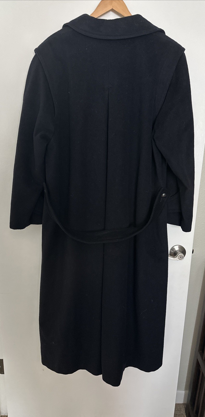 Vintage Loden Frey 1842 Wool Blend Coat West Germany Navy Blue Trenchcoat Large