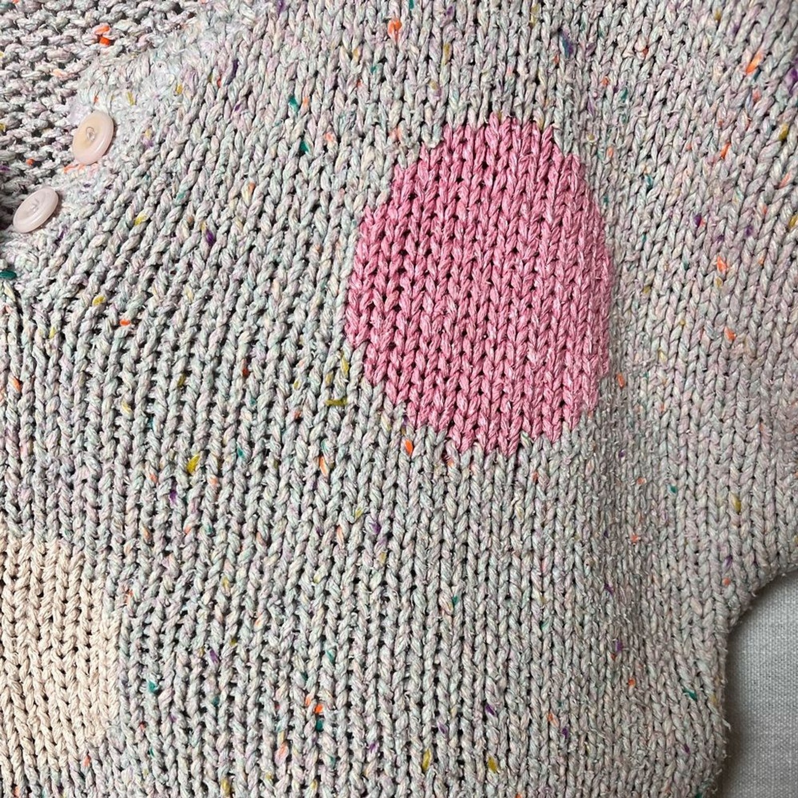 Vintage Chunky Knit Crochet Polka Dot Sweater Shirt – 75% Silk – Women’s M