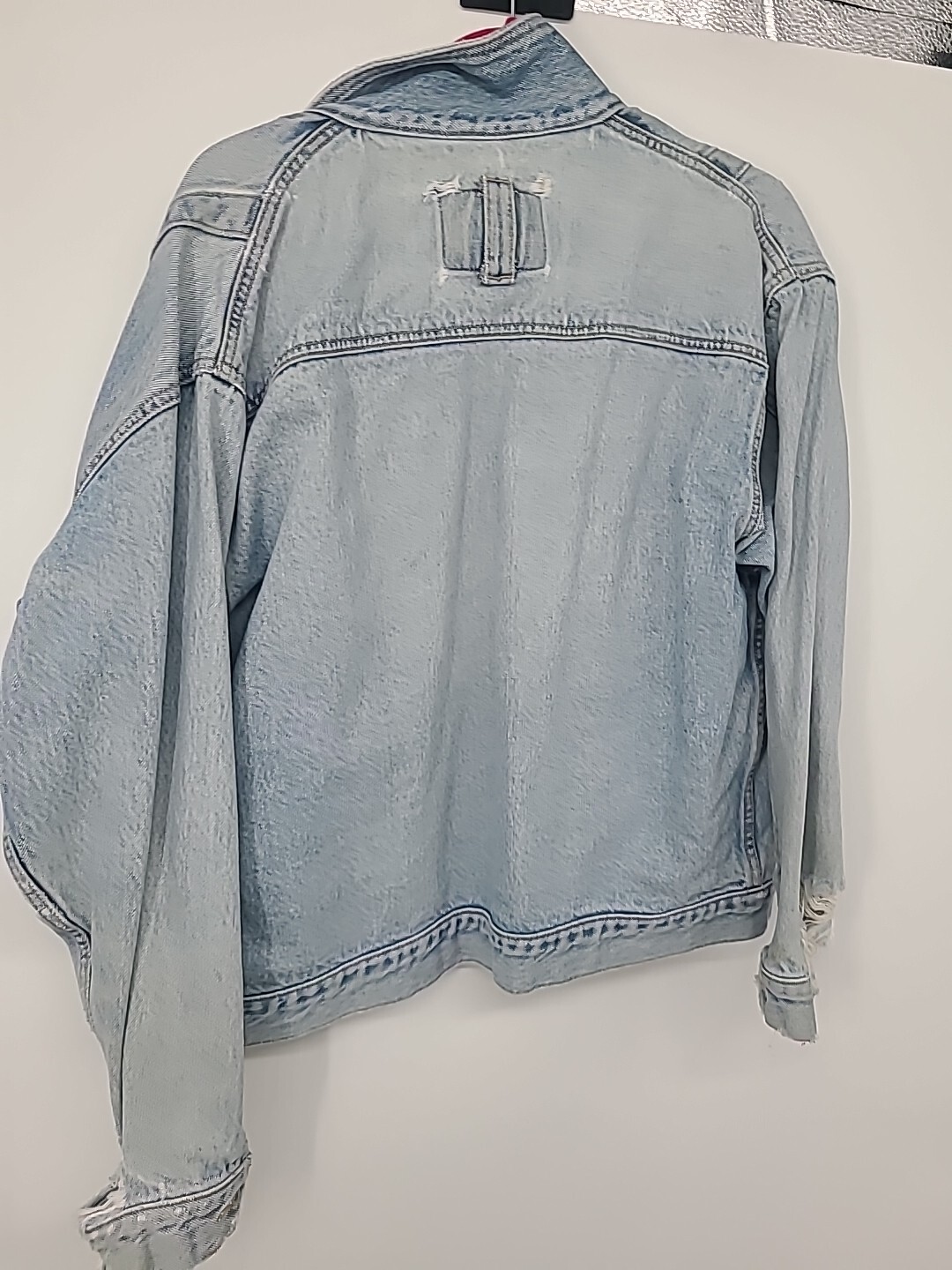 Vintage Code Bleu Light Wash Denim Distressed Jean Jacket XL Retro 80s 90s