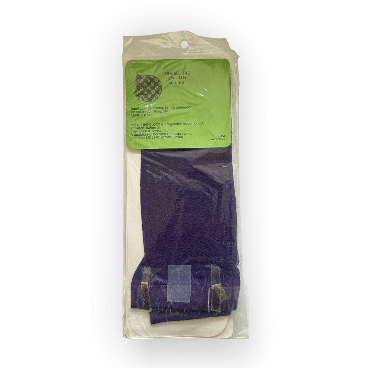 NOS Vintage 70s Round The Clock – Checkers Knee Hi Sandalfoot – PURPLE – OS