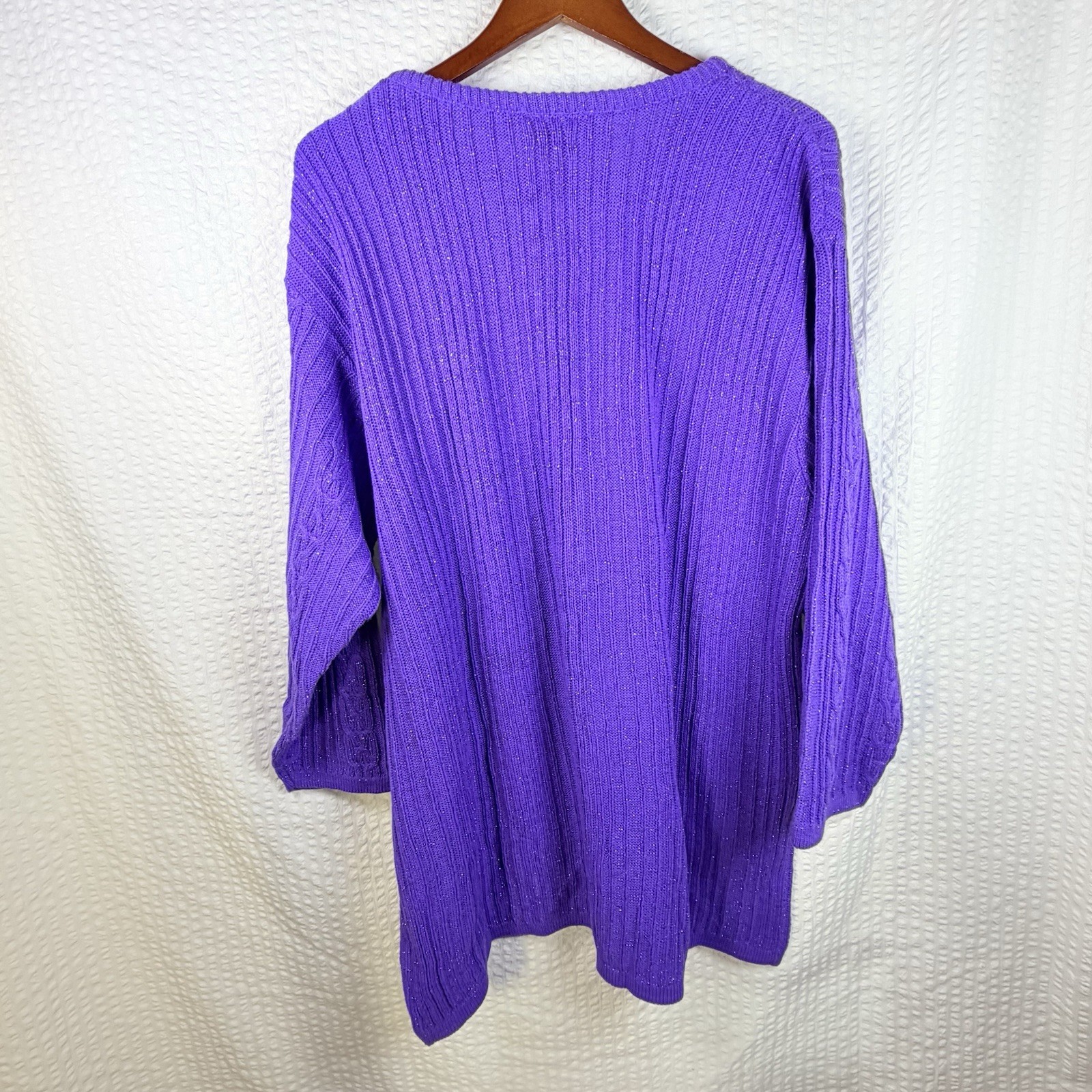 Vintage Diane Von Furstenberg Color Authority Cable Knit Sweater Purple 1X/2X