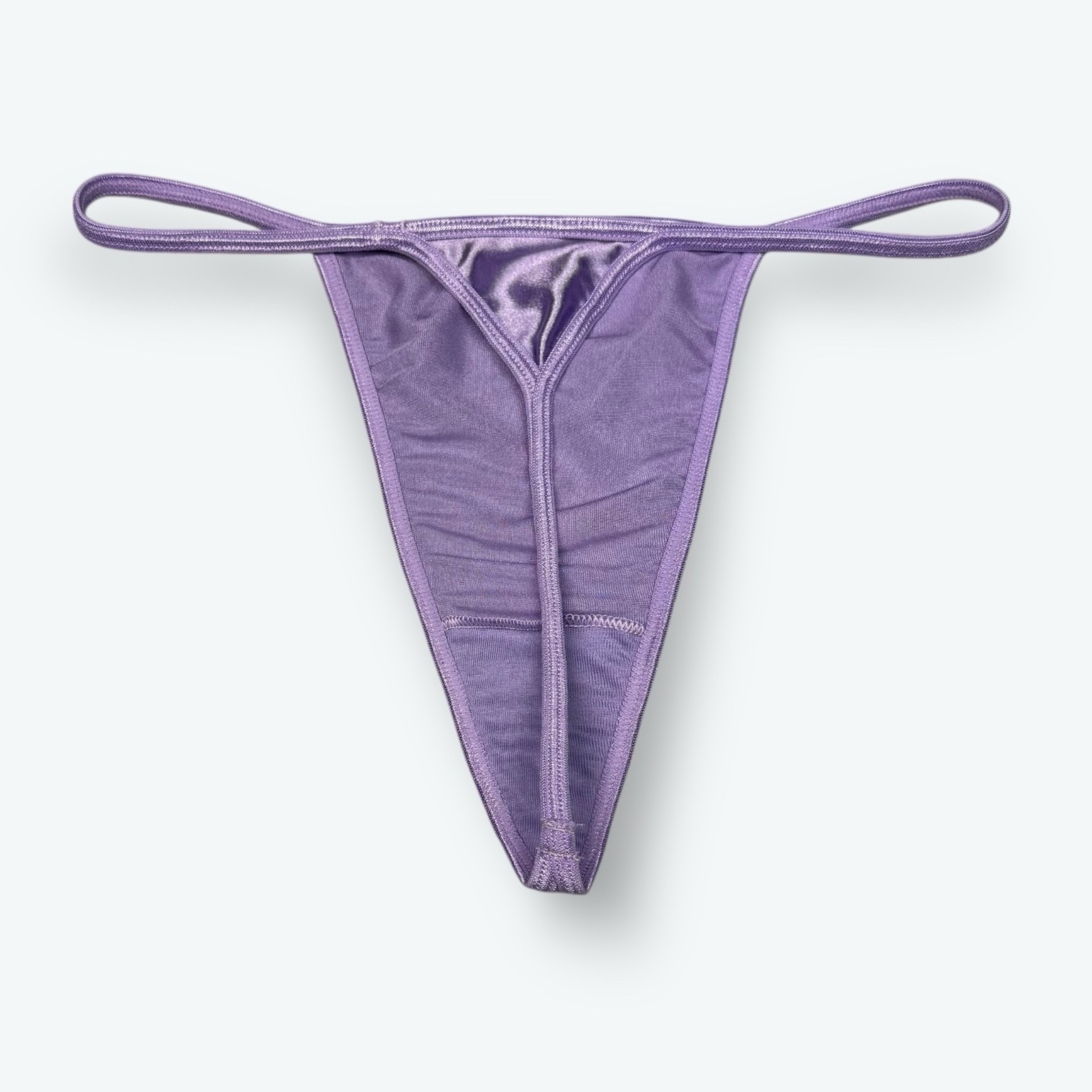 Satin V-String Hi-Cut Thong Lavender S