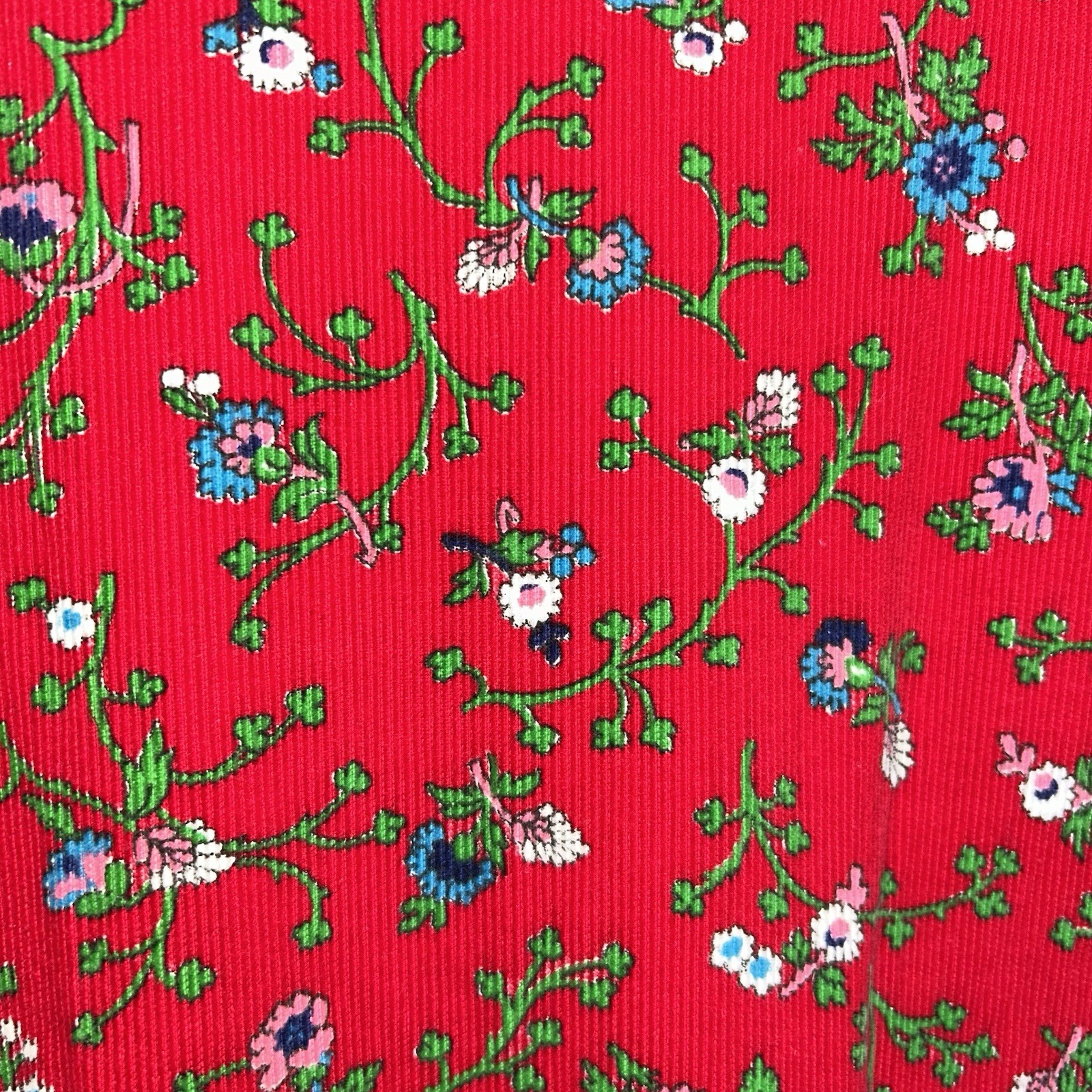 VNTAunt Abigail’s Attic Red Floral Corduroy 3/4 Bell Sleeve Vintage House Coat S