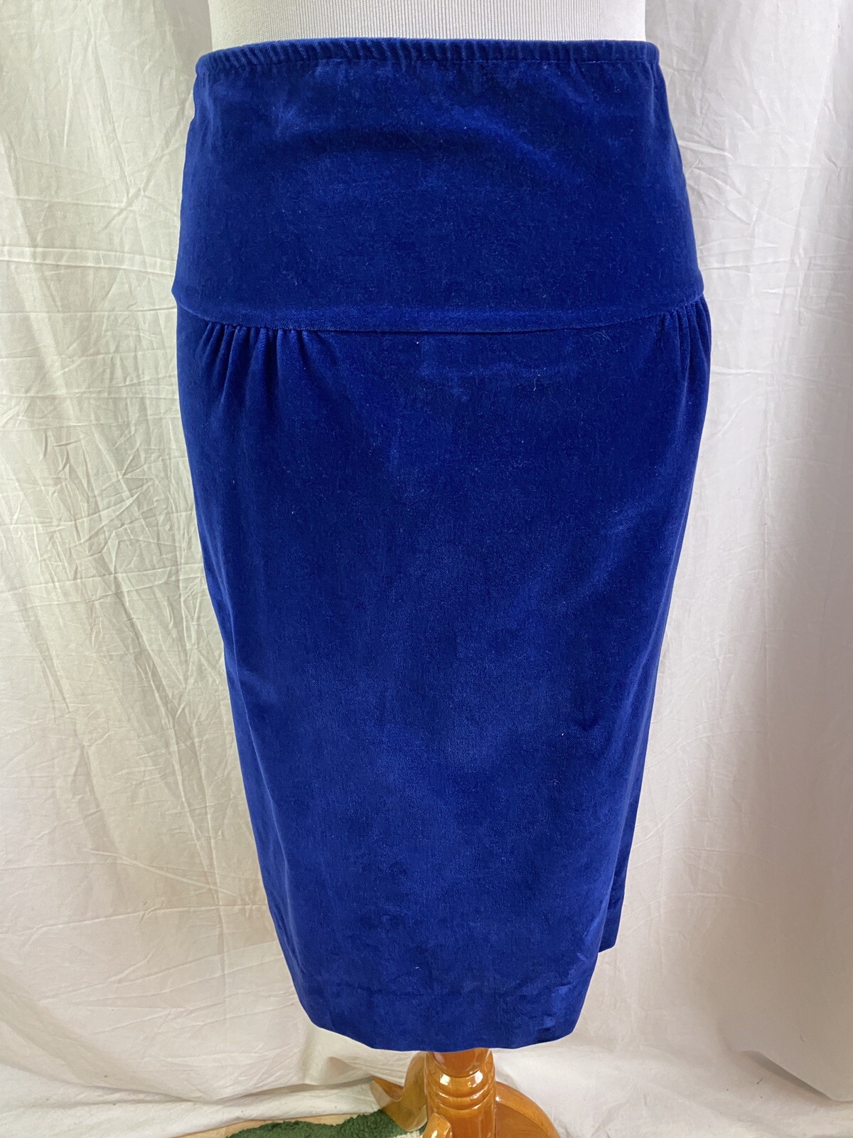 Vintage Norma Kamali Suit Pencil Skirt Fitted Jacket BLUE VELVET XS/S