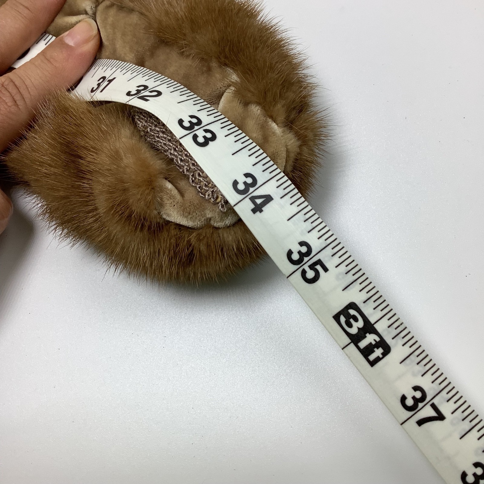 Vintage Mink Fur Scarf Collar with Velvet Lining and Coat Clips Brown No Tag 34”