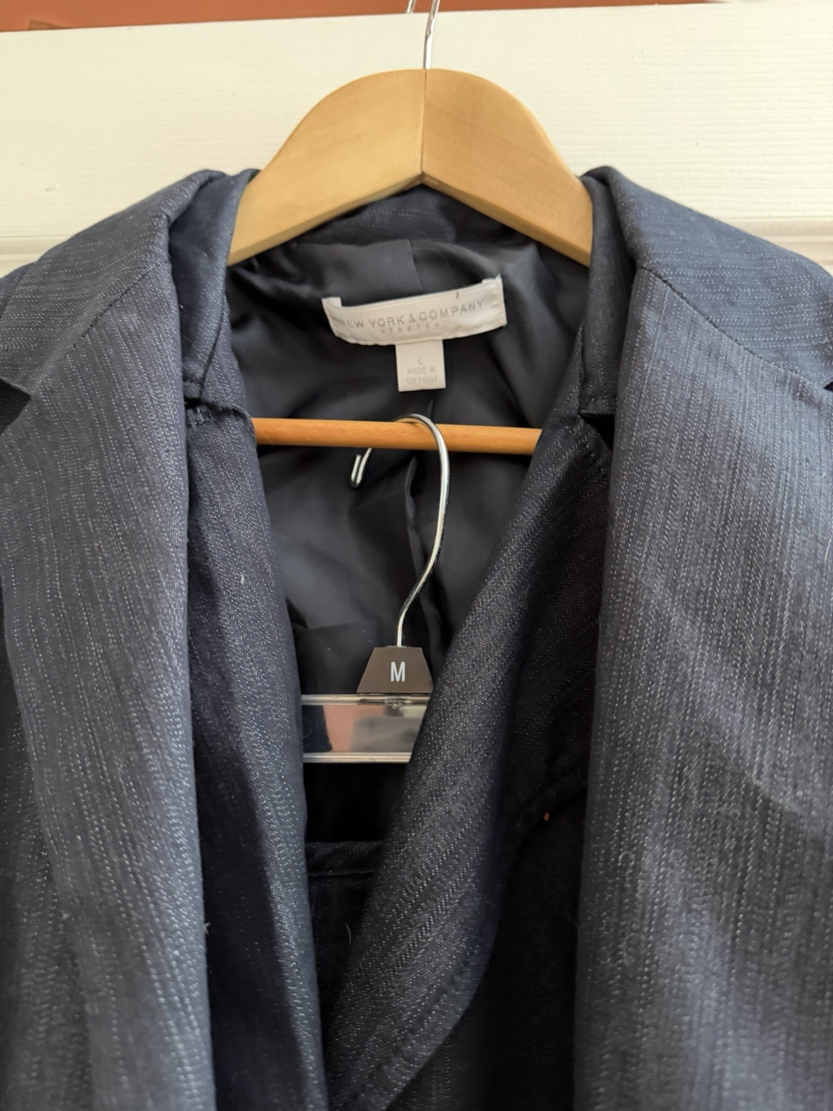 Vintage 3 Piece Denim Blue Skirt Suit 16 New York And Company Vest Skirt Blazer