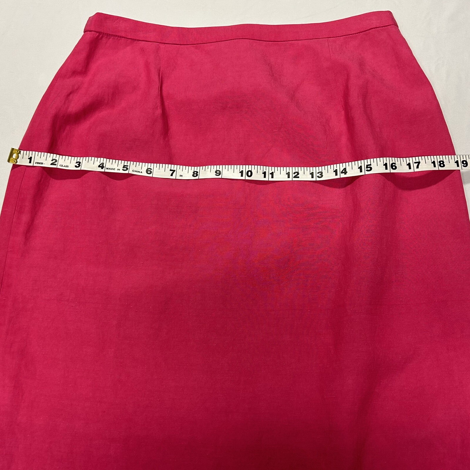 David Warren Petites Vintage Pencil Skirt Silk Linen Size 8P Lined Zip Pink 90s