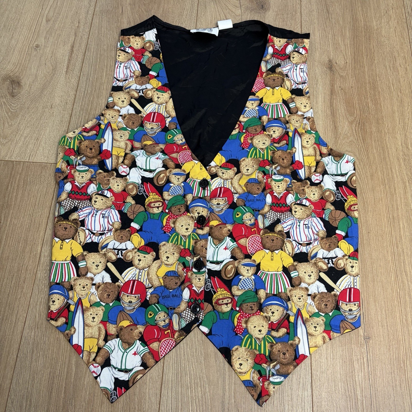 Vintage Sostanza Teddy Bear Sports Vest 80s 90s Women’s L/XL Quirky Fun