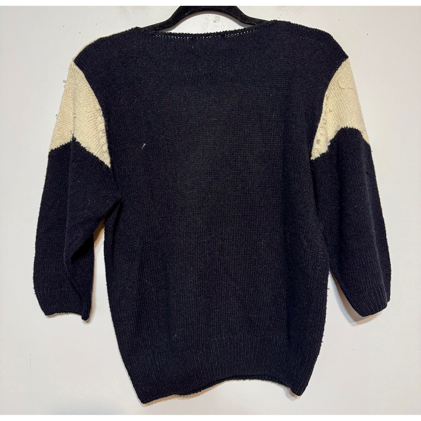 VTG Silk Quiet Luxury 80s Sweater Womens Medium Artsy Retro Beaded Dark Academia