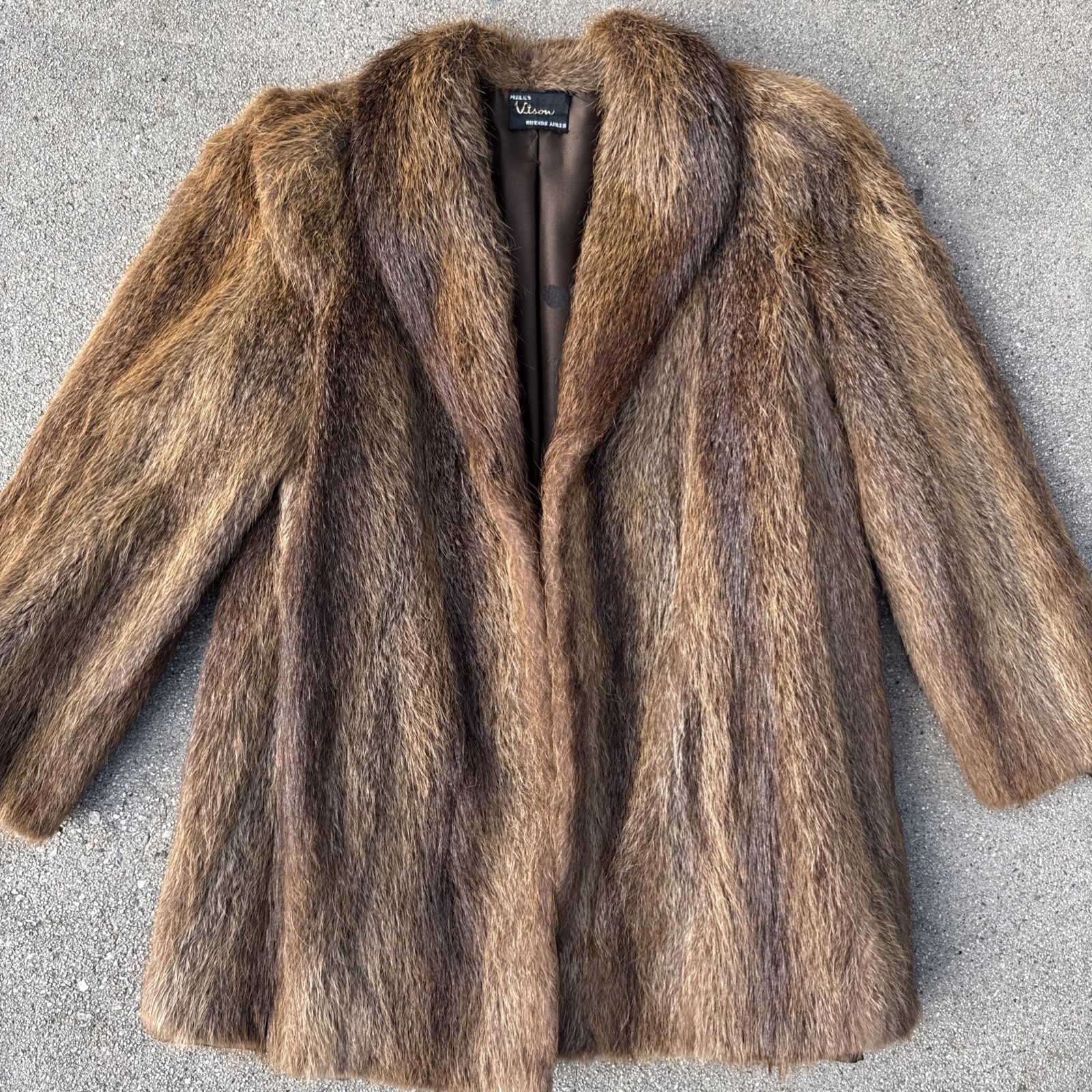 Argentina Golden Nutria Shades of Brown Fur Coat Shoulder Pads SZ M – L