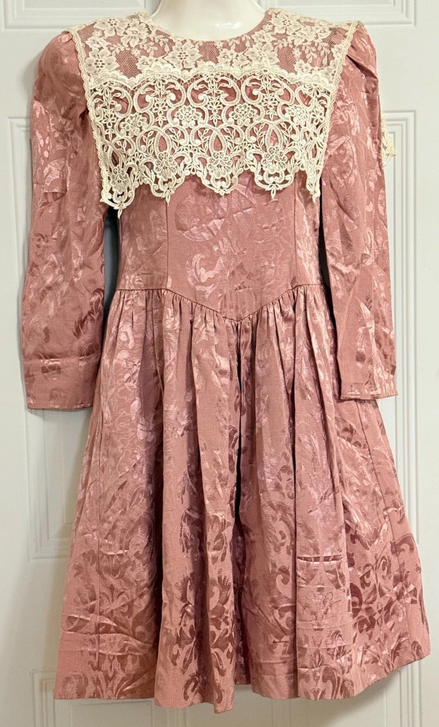 Jessica McClintock Gunne Sax 70s Jacquard Dress Lace Twee Etheral Angel Rare