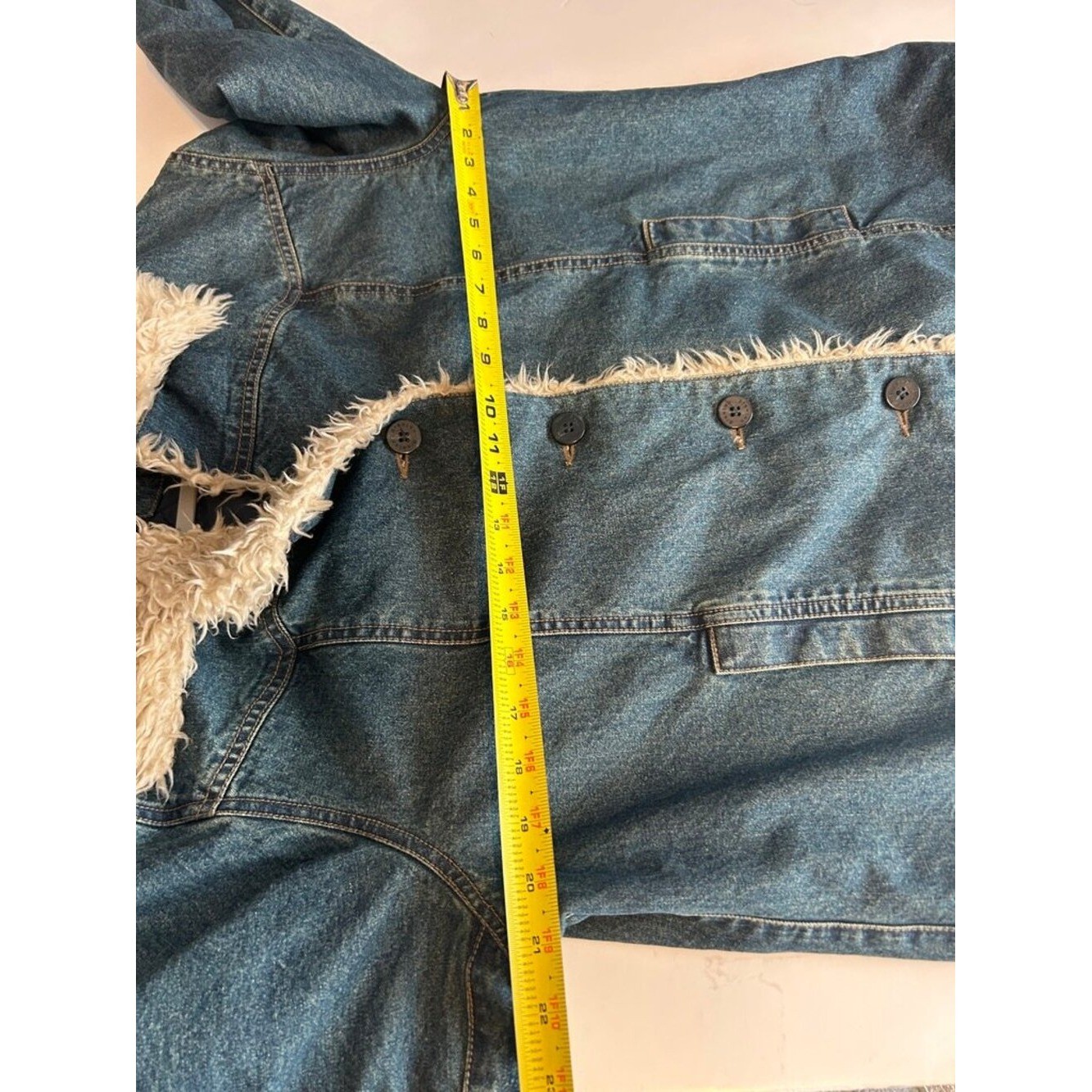 Braetan Penny Lane Style Faux Shearling Lined Denim Jacket XL Y2K Boho Indie