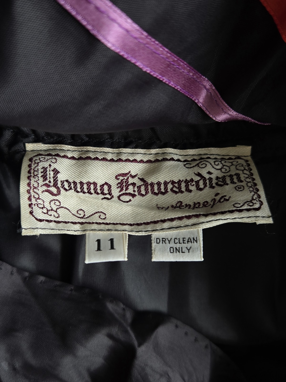 Vintage 1970s Young Edwardian by Arpeja Embroidered Black Dress