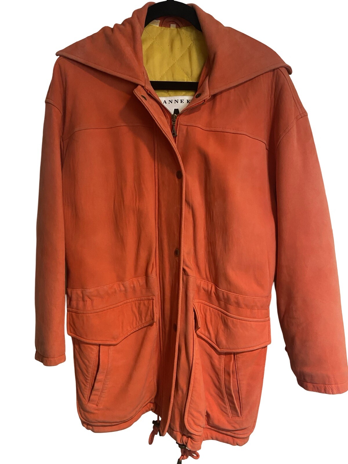 Vtg Suede Leather Jacket Zip Snap Button „A LINE” ANNE KLEIN Salmon Size XS?