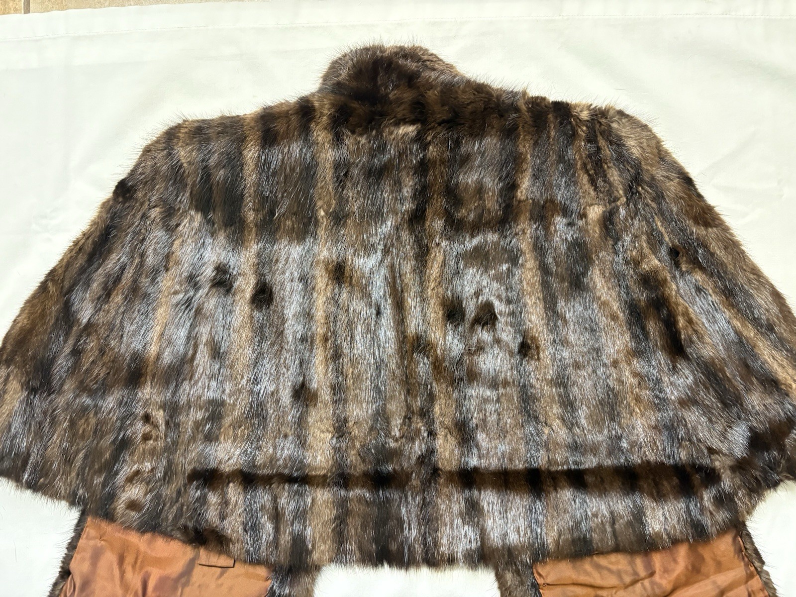 Vintage Mahogany/Black Striped Mink Caplet- Incredibly Beautiful Shiny Fur