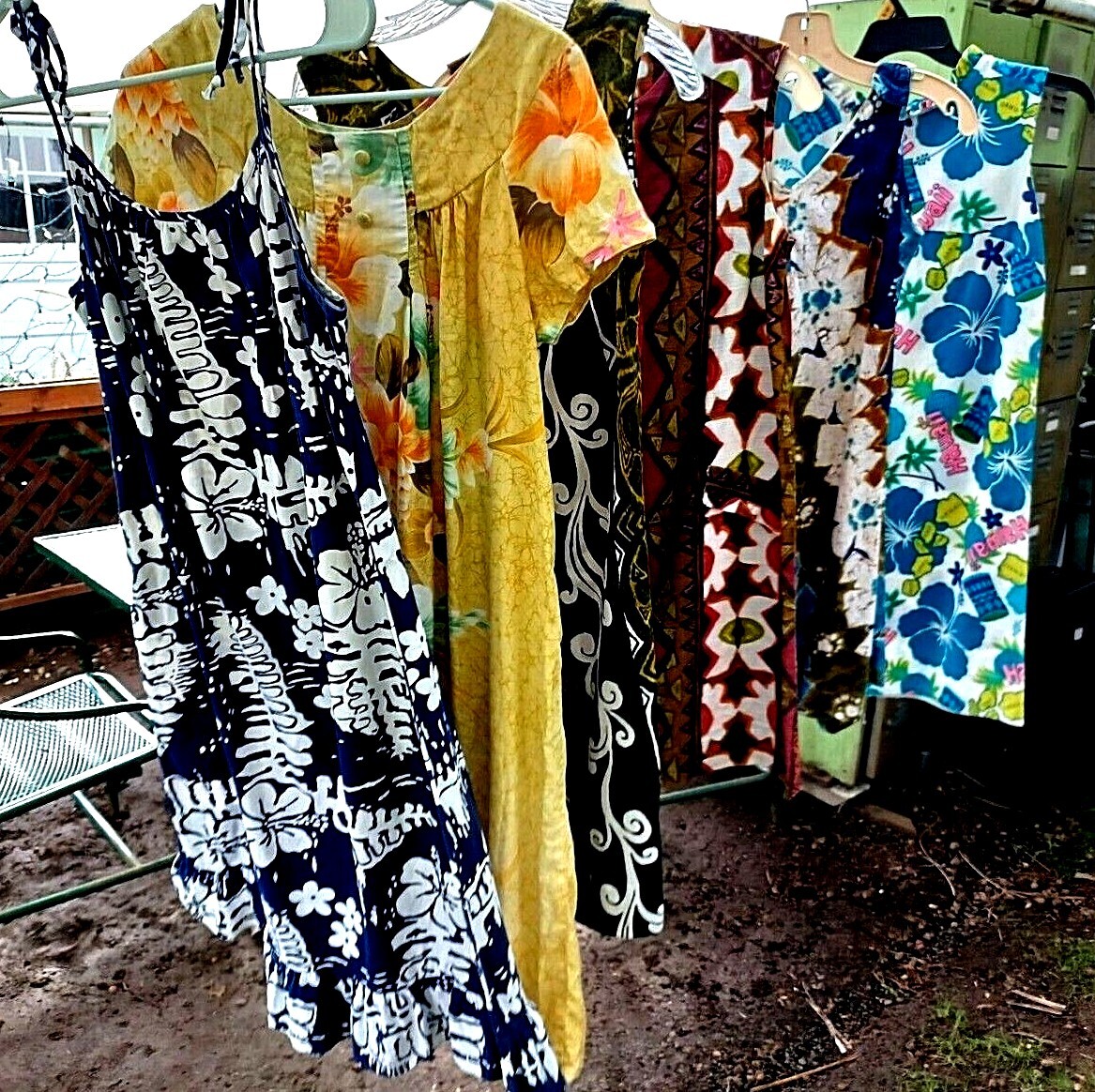 Vintage 60-70’s Size S/M Bright Floral Cotton Barkcloth Muu Dresses and More