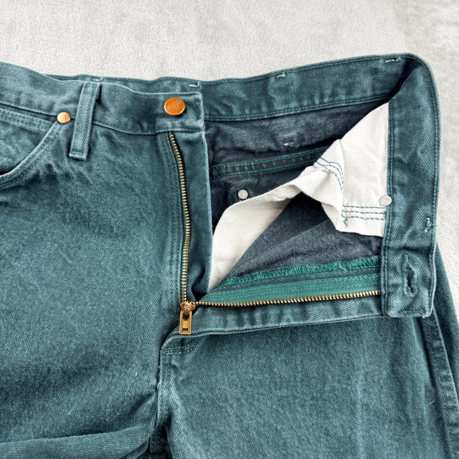 VTG Wrangler 936KMT Women’s Cowboy Cut Slim Fit Jeans Green 30×36 Denim Western