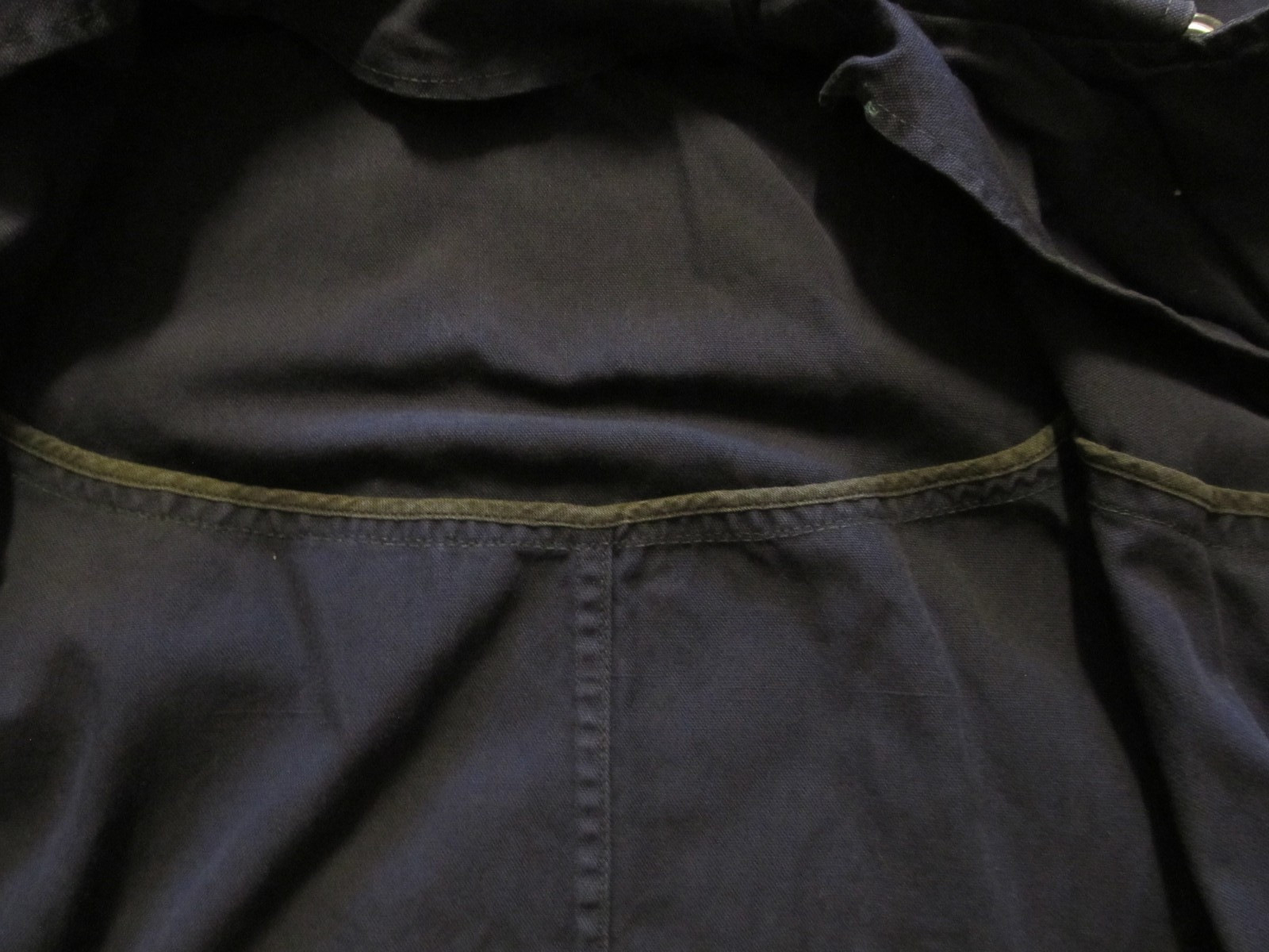 Antique 1910’s Ruf-sail Sherbrooke navy blue raincoat w/clear celluloid buttons