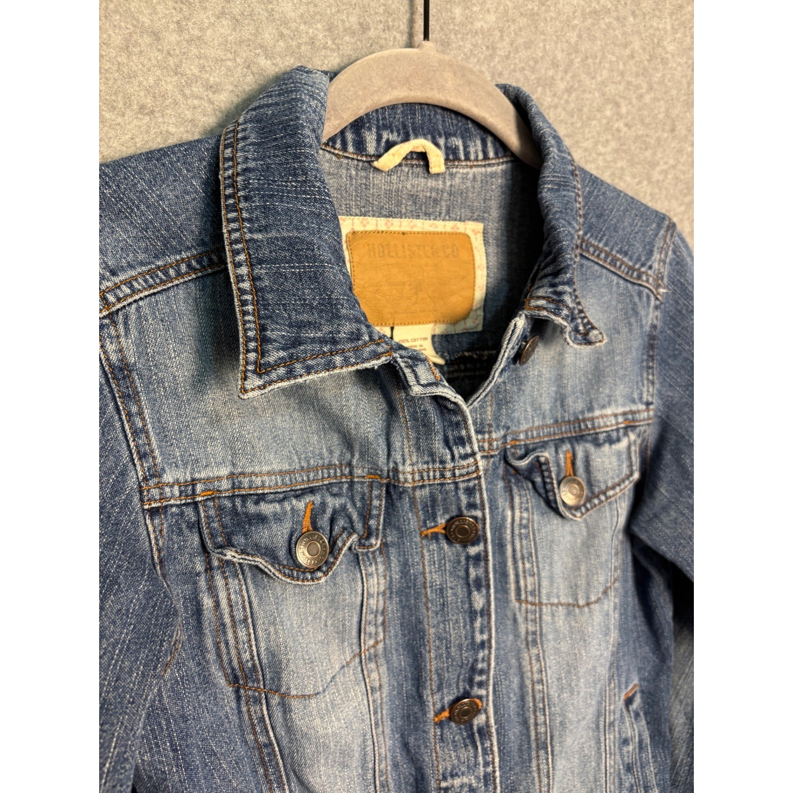 Hollister Y2K Denim Jacket XS Distressed Trucker Vintage 2000s Coquette Women