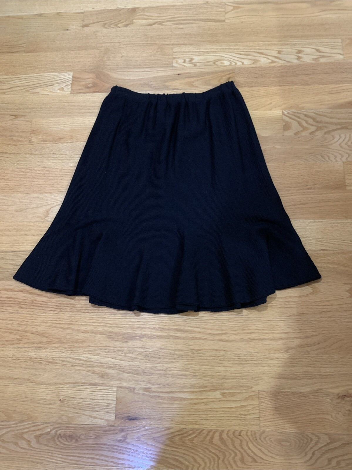 VINTAGE J.S.S. SANTANA KNIT FLAIR BOTTOM ELASTIC WAIST WOOL BLENT SKIRT SZ. 1 X