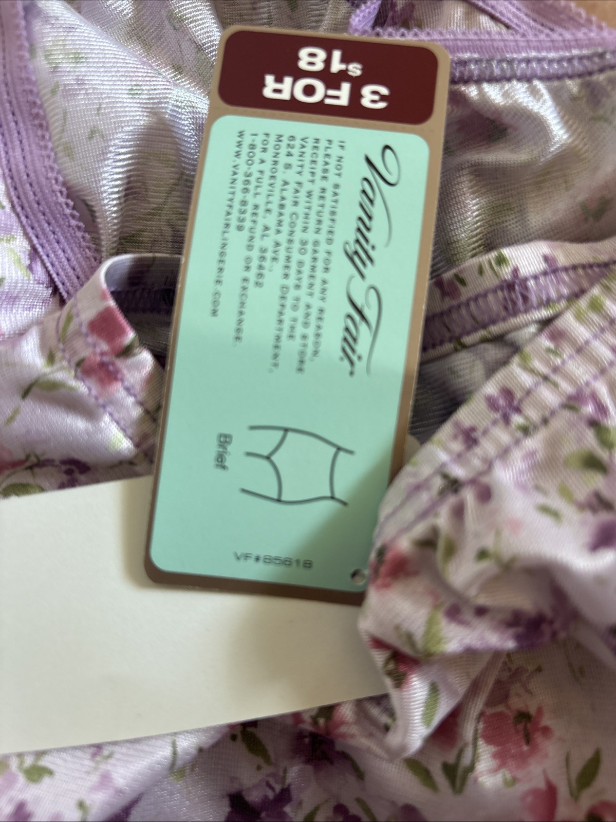 vtg Vanity Fair purple Panties 15812 Brief Floral Granny sissy panties NWT 9