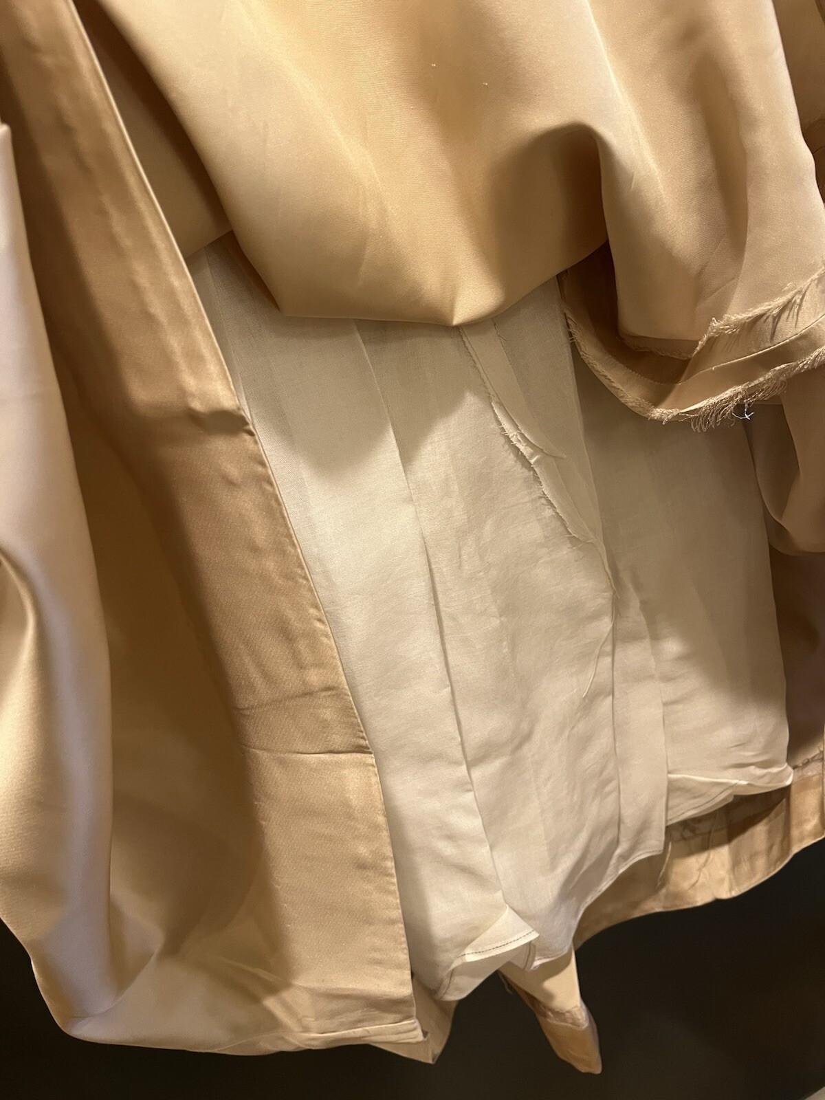 Vintage 1960s Champagne Satin Strapless Wedding Gown, XS