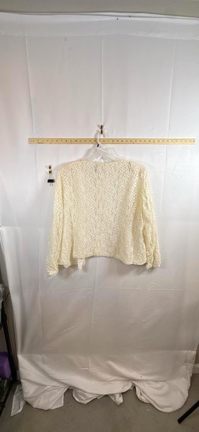 Vintage Night Studio New York 3 Pc Set Womens 22 Ivory Lace Skirt Suit Embellish