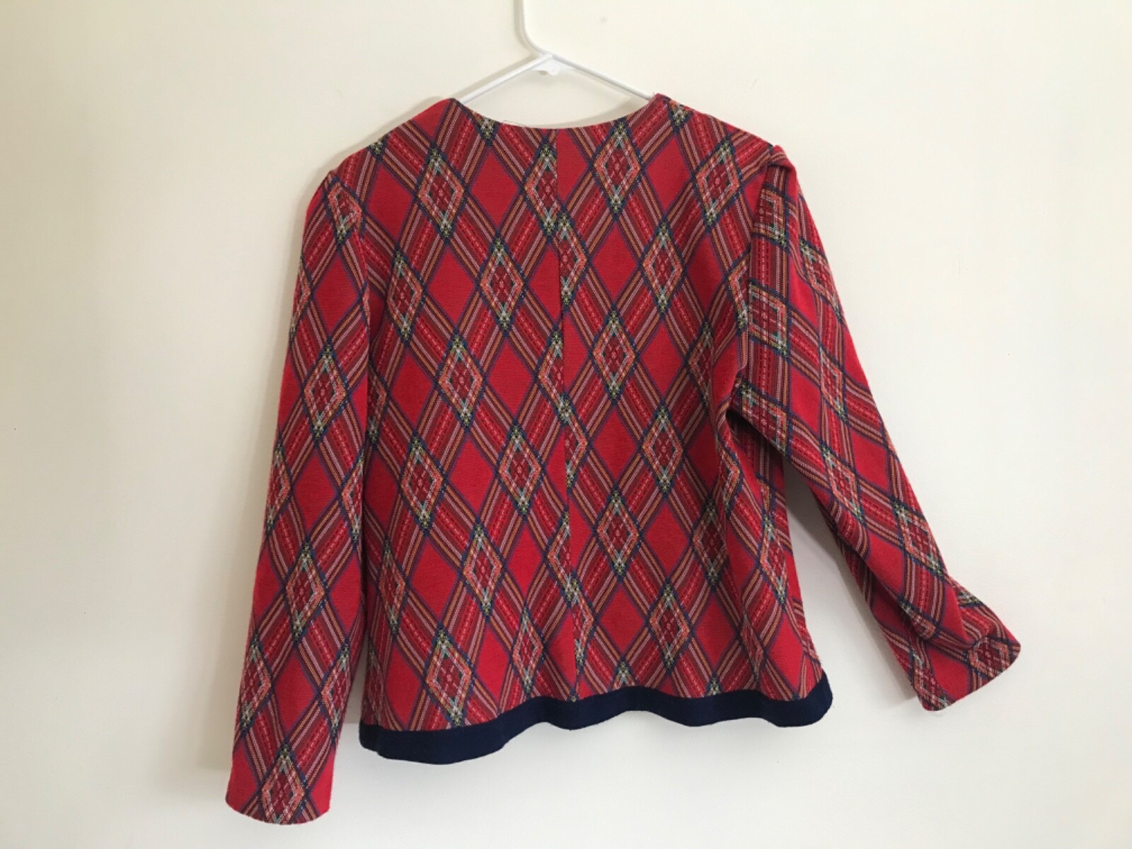 Vintage Top Sweater Jacket Blazer Classic Red Plaid Pablo Collection 14 L FLAW