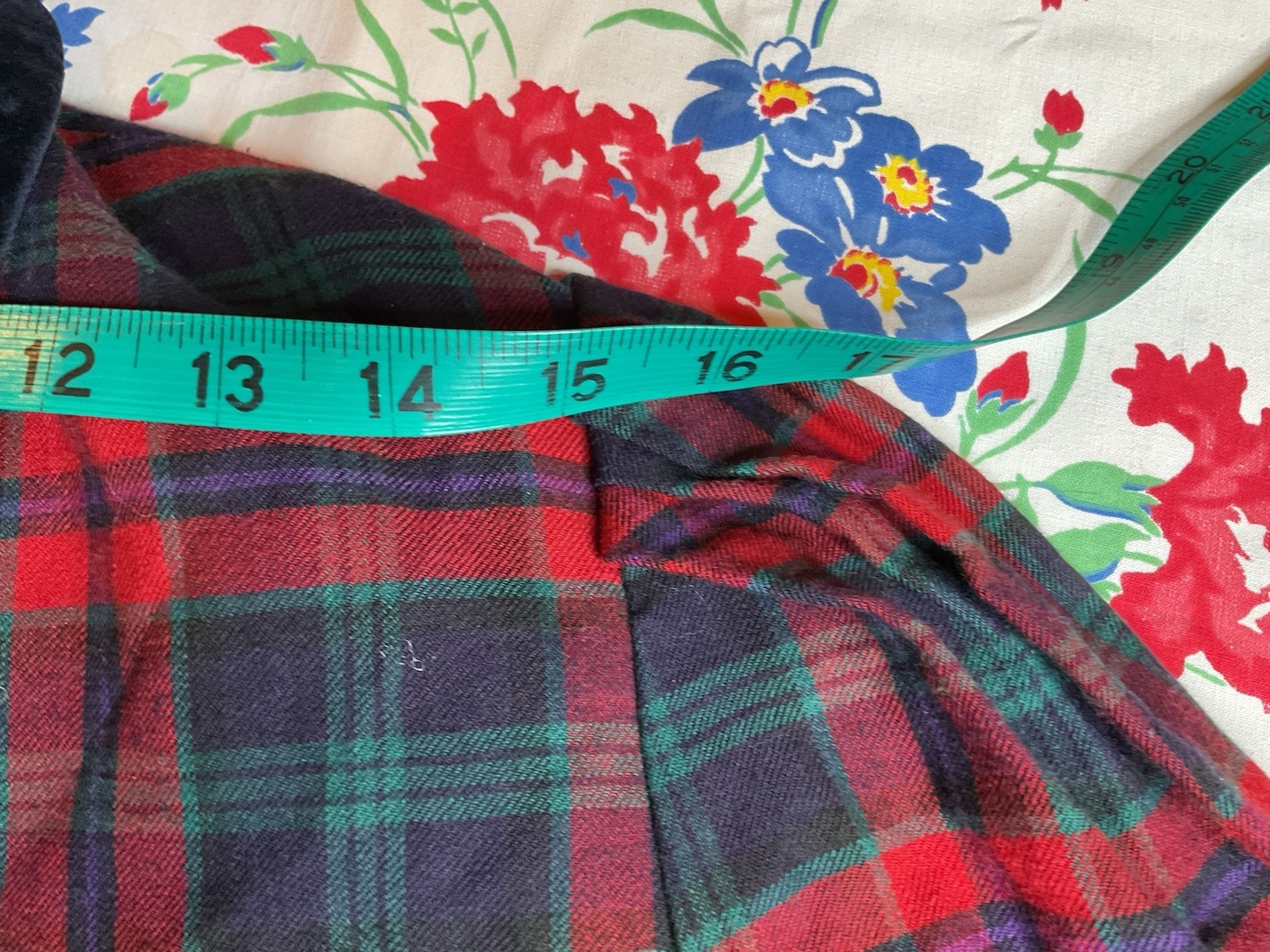 Laura Ashley VTG Wool Tartan Plaid Dress Sz 12 Red Velvet Modest Darker Colored