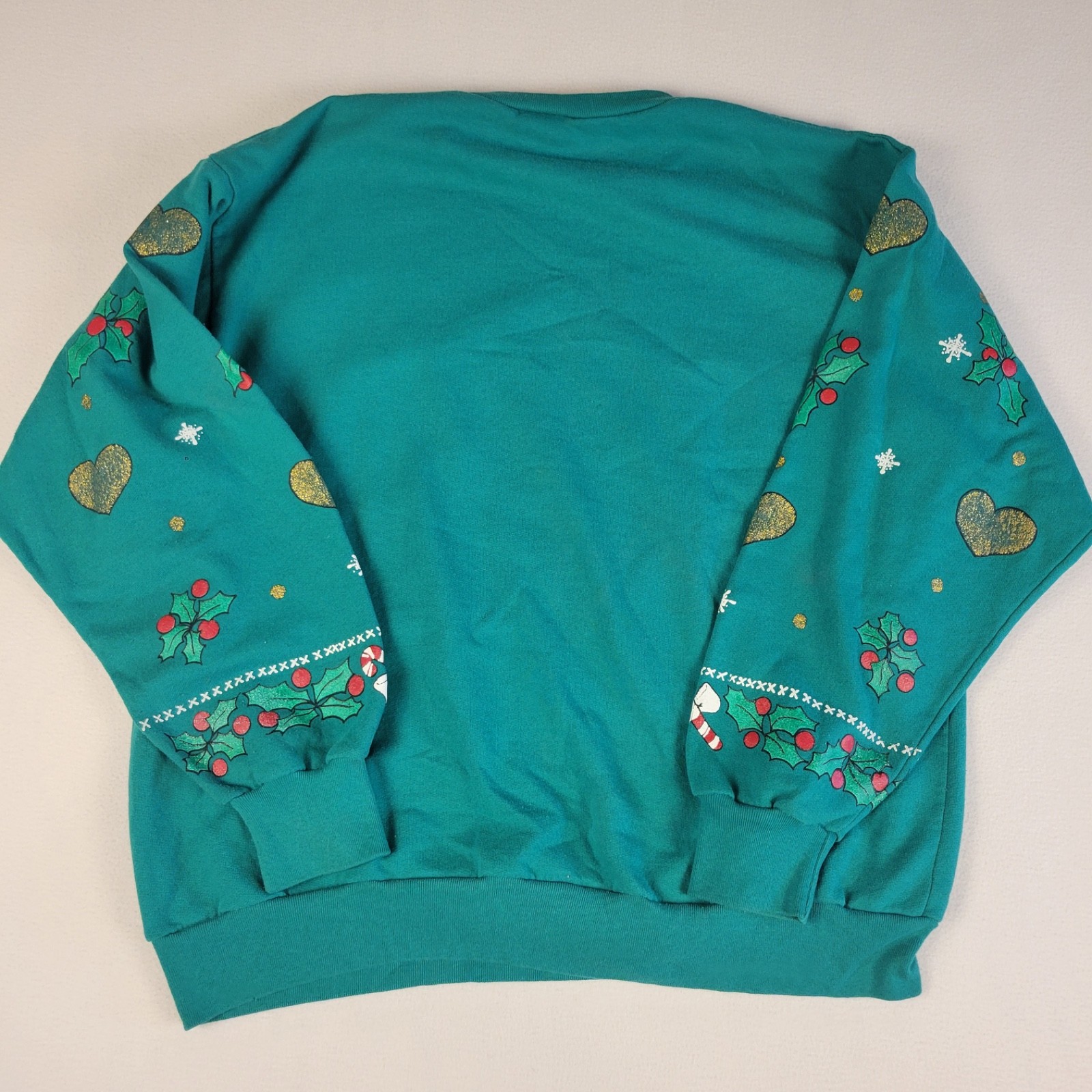 Vintage 1990s Green Kitsch Holiday Bears Sweatshirt Women’s Large Jane Colby