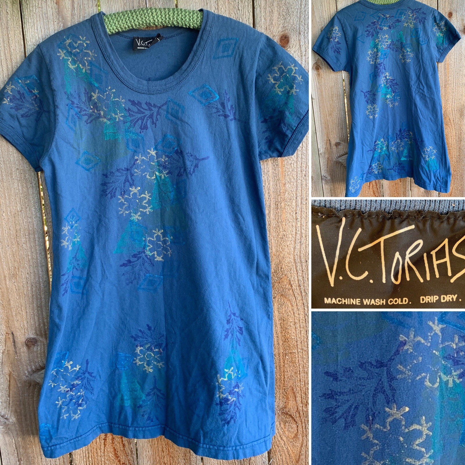 Vintage VC Torias Long Top Wearable Art T Shirt Mini Dress 90s 1990s