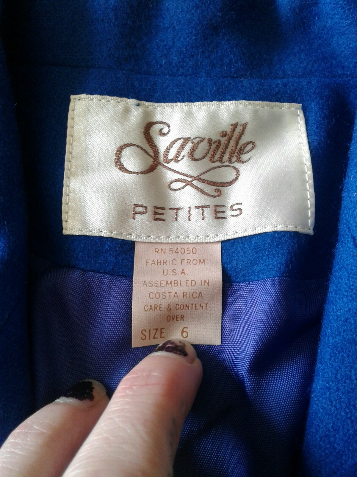 Vintage Saville Blue Wool 2 Piece Skirt Suit Size 6 (CB24)
