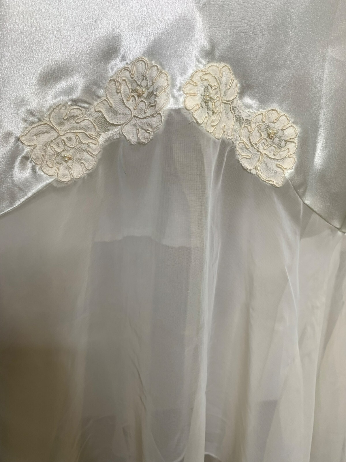 VTG Victoria’s Secret Gold Label Satin Lace Slip Dress S Ivory Chiffon Nightgown