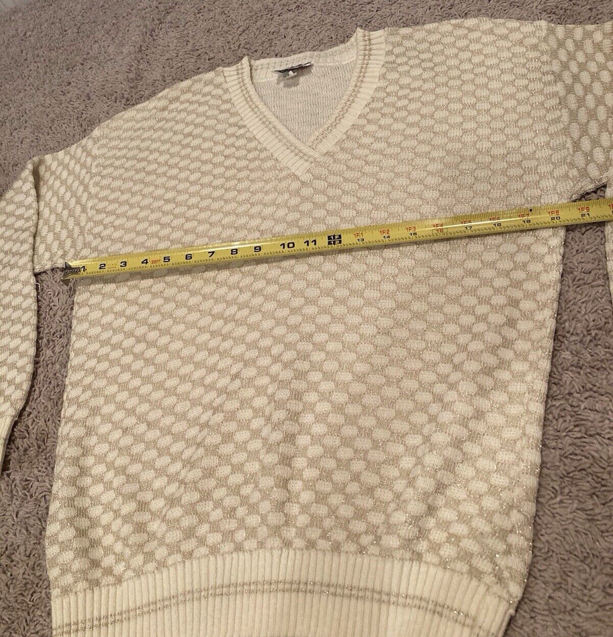 Vintage Kenneth Too Ivory/Gold Sweater Preppy 80s Size L