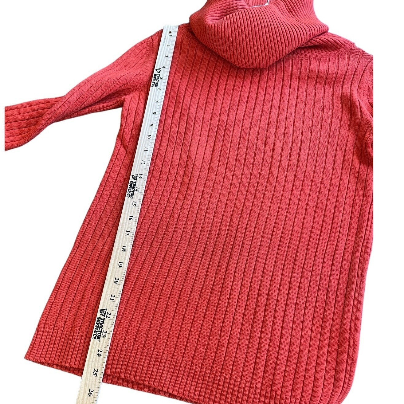Gino Paoli Vintage Italian 100% Wool Ribbed Cowl Neck Sweater Orange Size 12