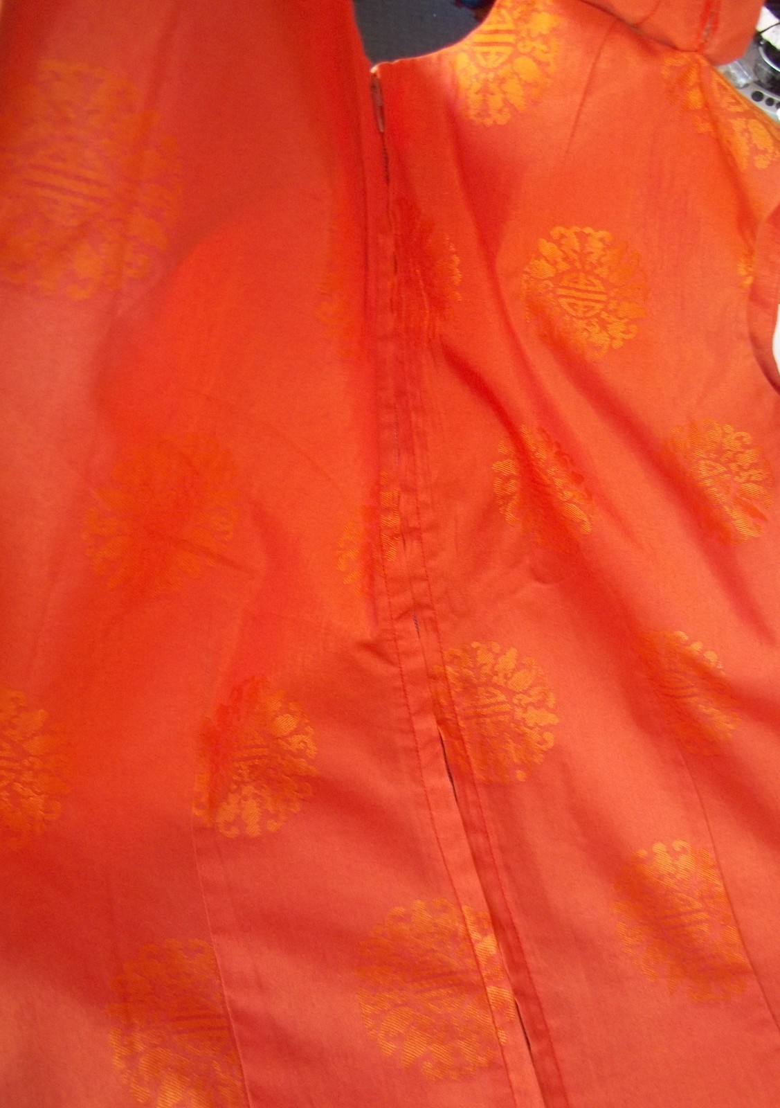 Vintage 50’s 60’s Sydney Honolulu Hawaiian Dress Orange Back Drape + Belt Silk M